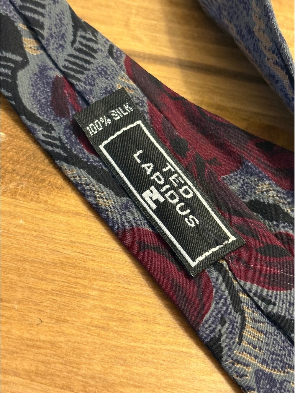 Ted Lapidus Handmade Silk Tie with Vintage Retro Floral Pattern